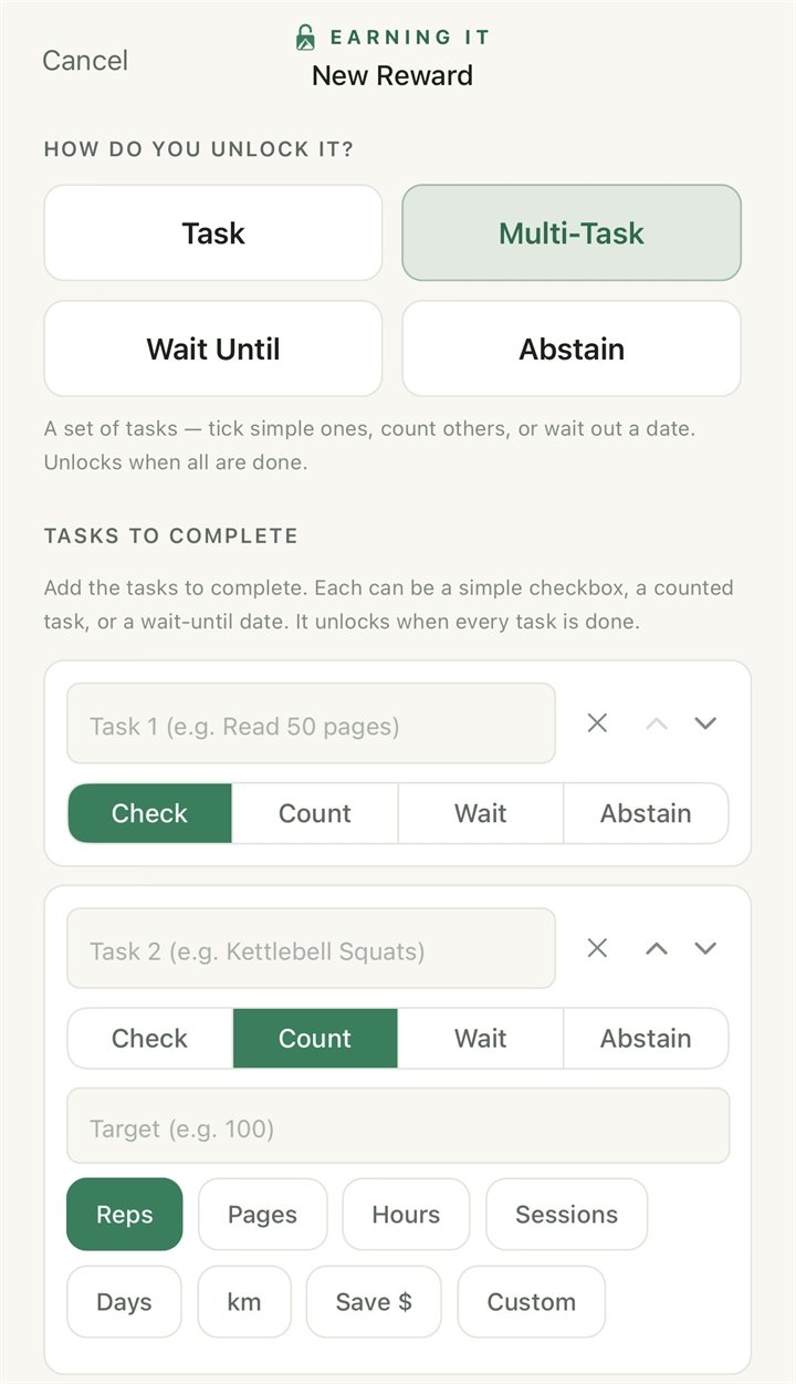 Multi-task creation: check, count, wait and abstain stacked on one reward