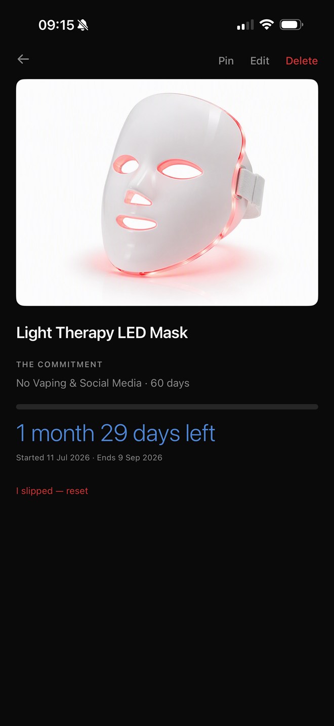 LED mask reward live: no vaping and social media for 60 days, 1 month 29 days left